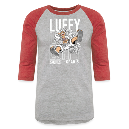 Luffy Luffy Luffy G5 - Baseball T-Shirt - heather gray/red