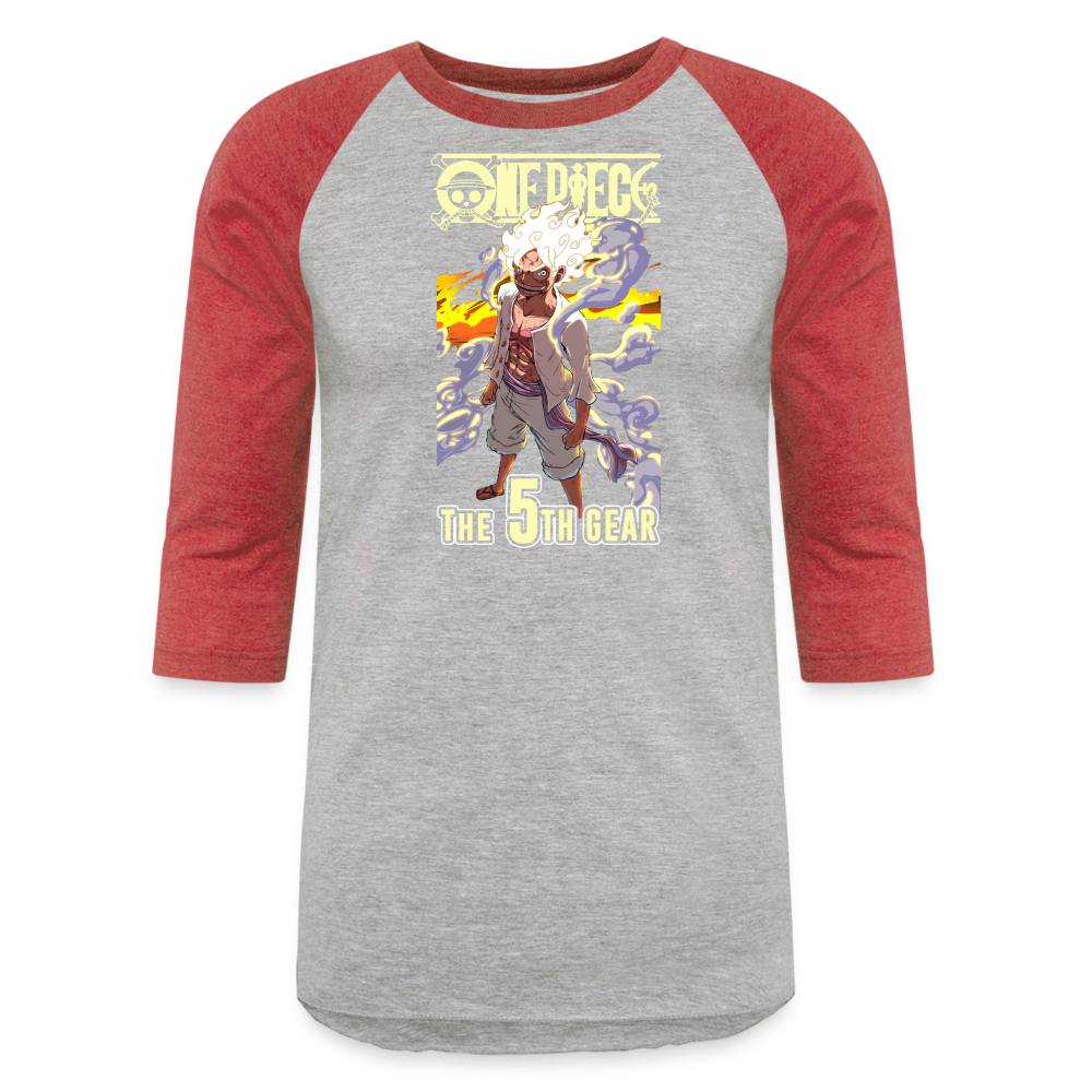 Sun God - Baseball T-Shirt - heather gray/red
