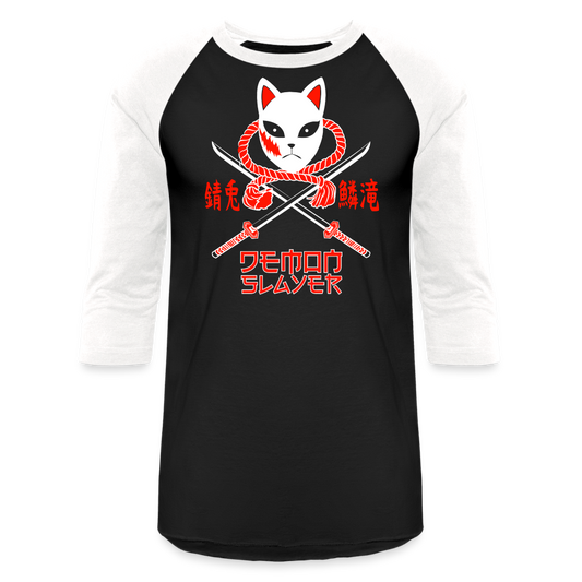 Kitsune Mask - Baseball T-Shirt - black/white