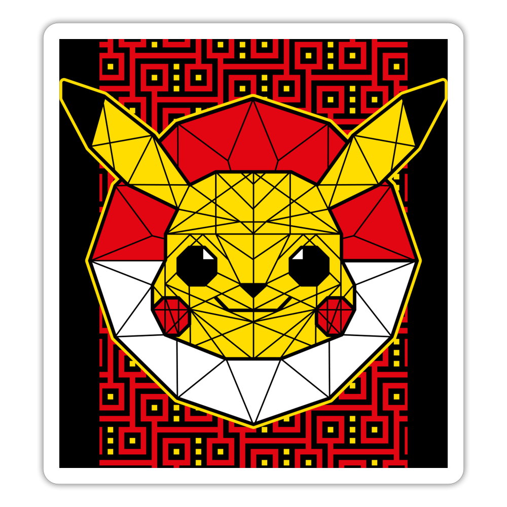 Stained Glass Pikachu - Sticker - white matte