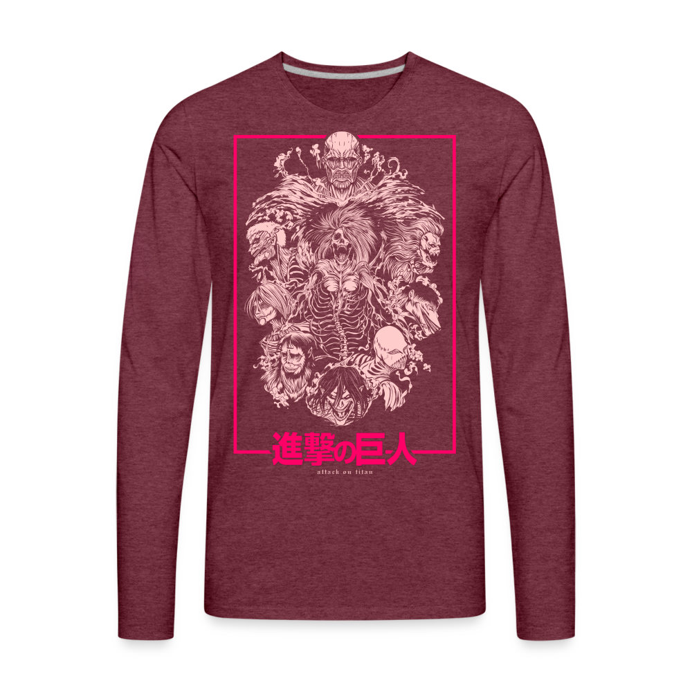 Titan Collage - Men's Premium Long Sleeve T-Shirt - heather burgundy