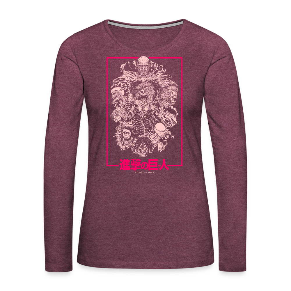 Titan Collage - Women's Premium Long Sleeve T-Shirt - heather burgundy