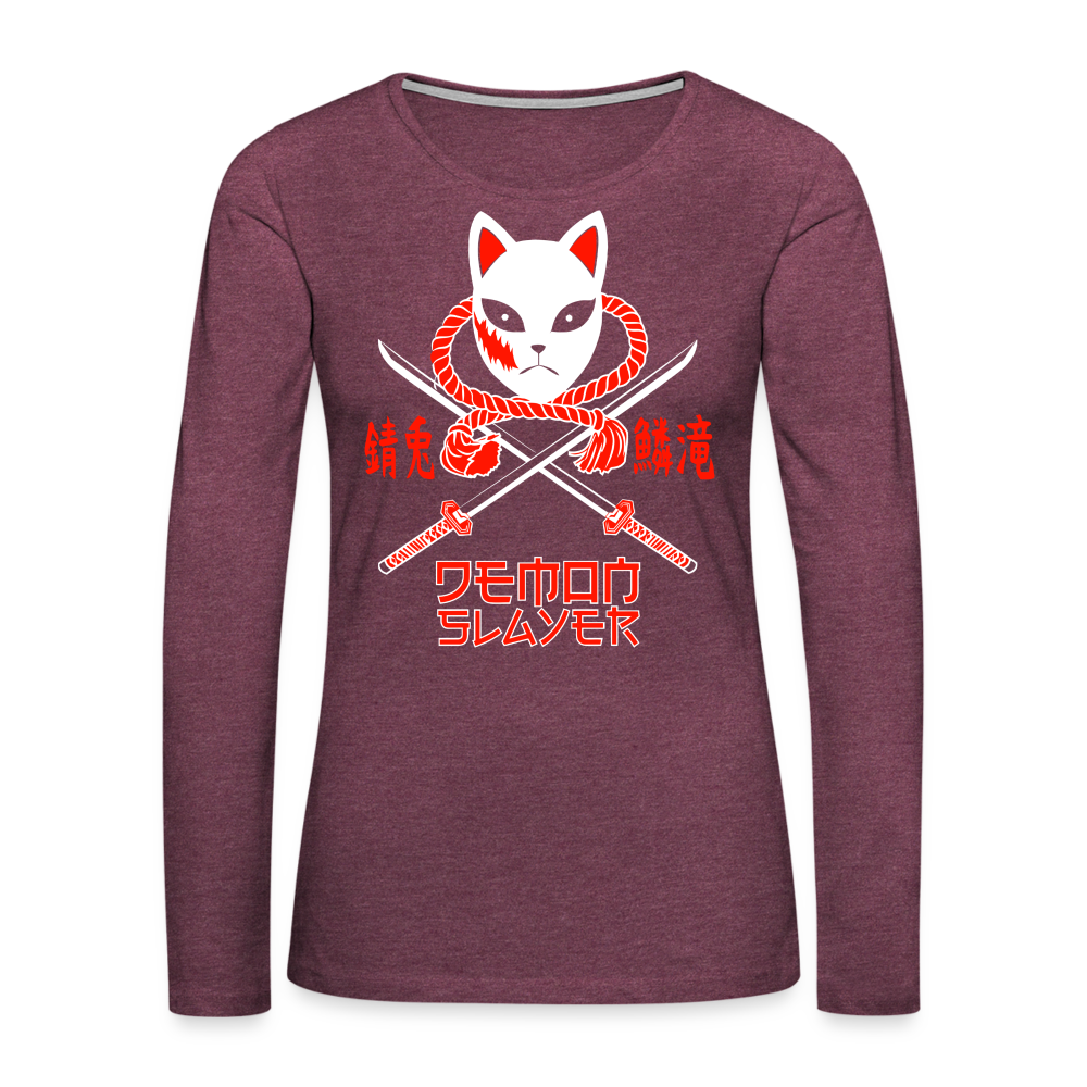 Kitsune Mask - Women's Premium Long Sleeve T-Shirt - heather burgundy